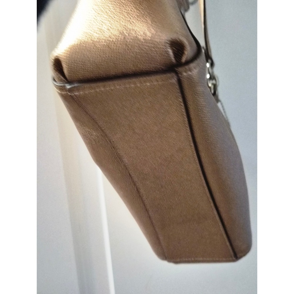 Coach Metallic Champagne Gold Crossgrain Leather Satchel Crossbody Bag - Picture 12 of 12